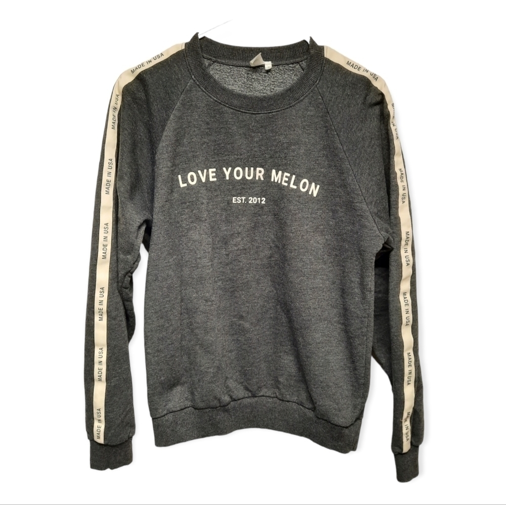 LOVE YOUR MELON Women's Gray Sweatshirt Made in USA (Small)